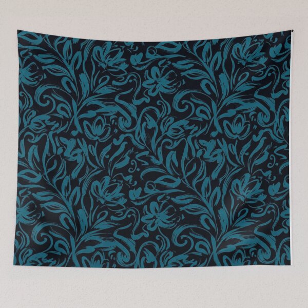 Item preview, Dark Teal Floral Ornamental Vines Pattern designed and sold by Owcomm.