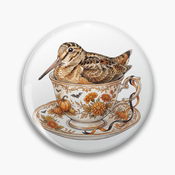 Item preview, Halloween Teacup Timberdoodle | American Woodcock Autumn Watercolor Design designed and sold by HelgaCraftery.