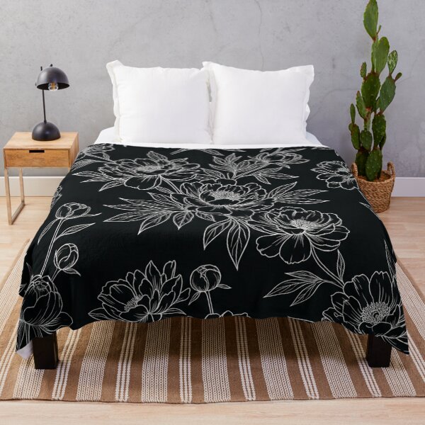Item preview, White Peony Botanical Floral Line Art Pattern designed and sold by Owcomm.