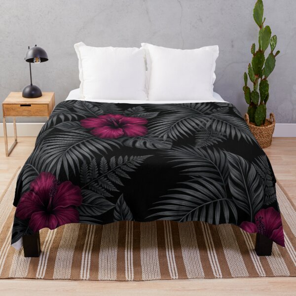 Item preview, Dark Tropical Hibiscus Floral Leaves Pattern designed and sold by Owcomm.