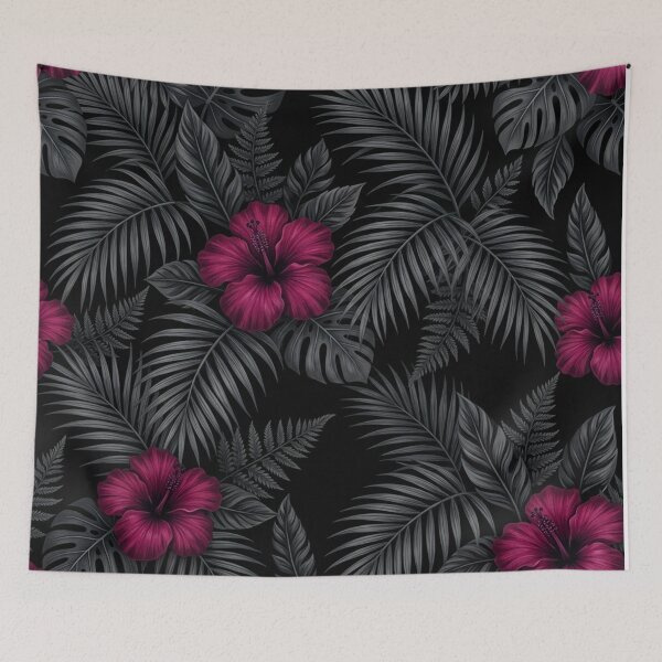 Item preview, Dark Tropical Hibiscus Floral Leaves Pattern designed and sold by Owcomm.