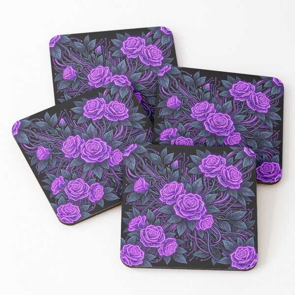 Item preview, Glowing Cyberpunk Purple Neon Roses Pattern designed and sold by Owcomm.