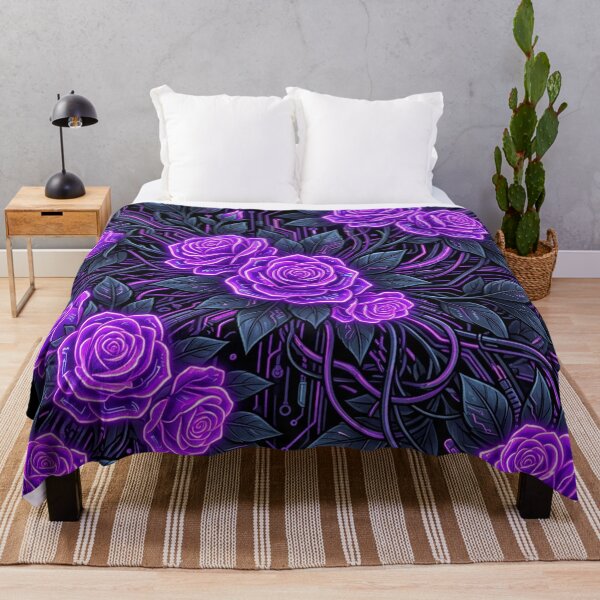 Item preview, Glowing Cyberpunk Purple Neon Roses Pattern designed and sold by Owcomm.