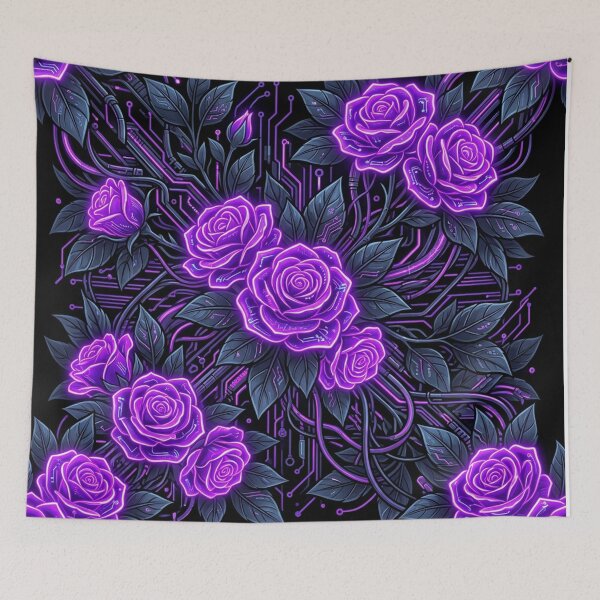 Item preview, Glowing Cyberpunk Purple Neon Roses Pattern designed and sold by Owcomm.
