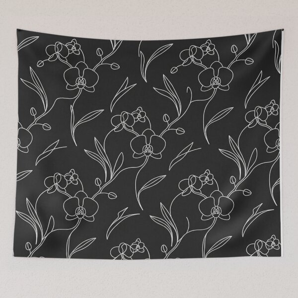 Item preview, Elegant White Line Art Orchid Floral Pattern designed and sold by Owcomm.