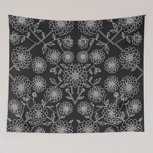 Item preview, Elegant White Dahlia Line Art Floral Pattern designed and sold by Owcomm.
