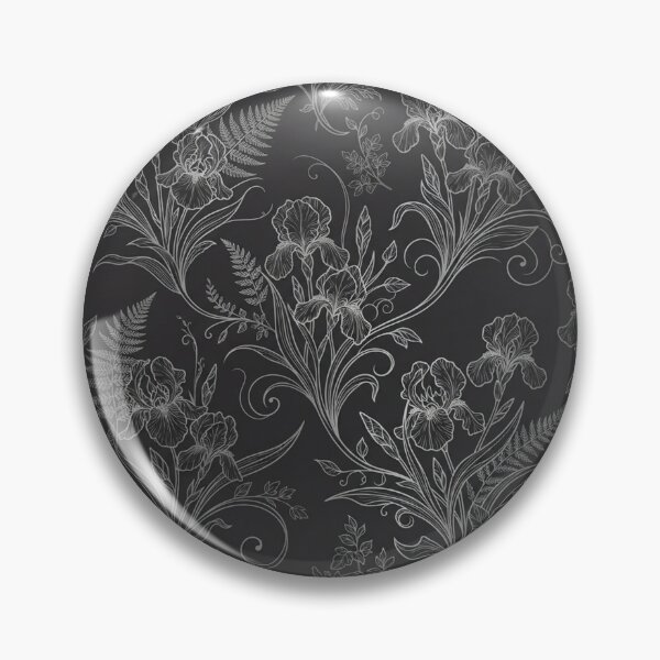 Item preview, Silver Iris Floral Line Art Pattern designed and sold by Owcomm.