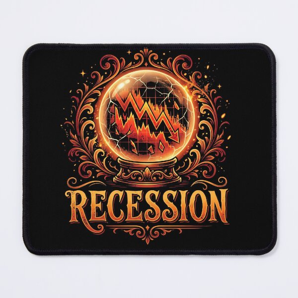 Item preview, Orange Red Recession Typography with Cracked Crystal Ball and Falling Market Arrows designed and sold by ArcaneArtistry.