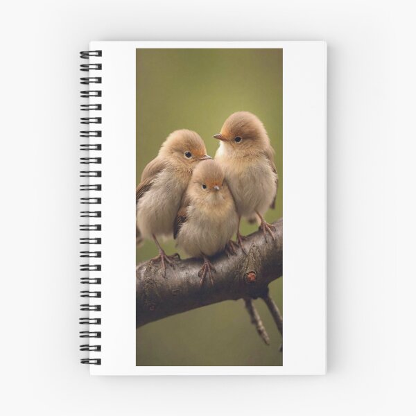 Item preview, Three Cute Baby Birds Cuddling On Branch - Adorable Fluffy Birds designed and sold by TwinsBazaar.
