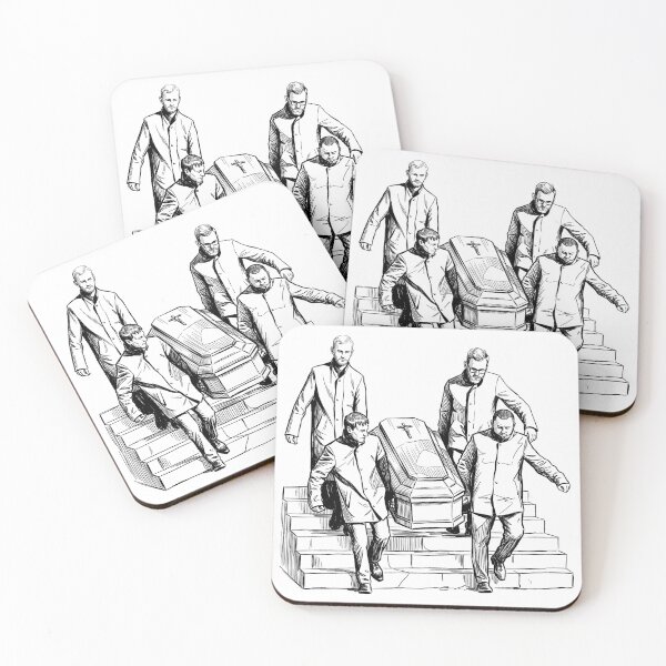 Item preview, Pallbearers Carrying a Coffin Downstairs designed and sold by Naux | Design & Illustration.