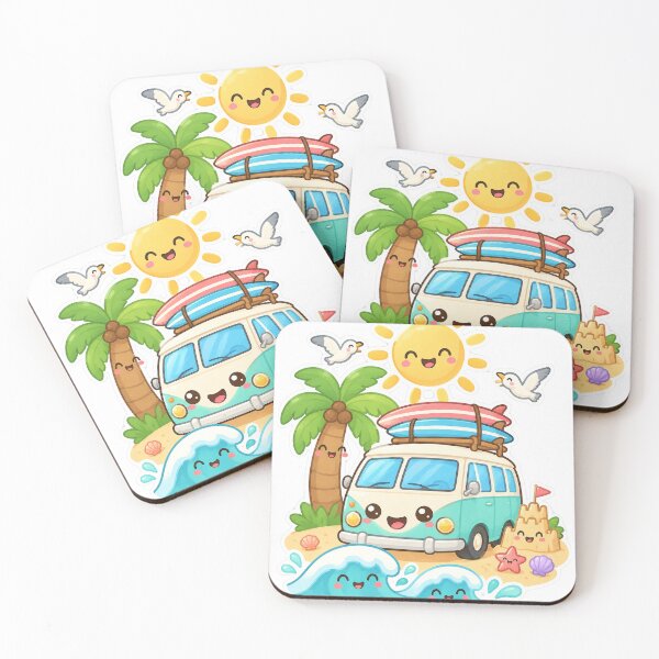 Item preview, Cute Camper Van Beach Surfboards Road Trip designed and sold by porchswings.