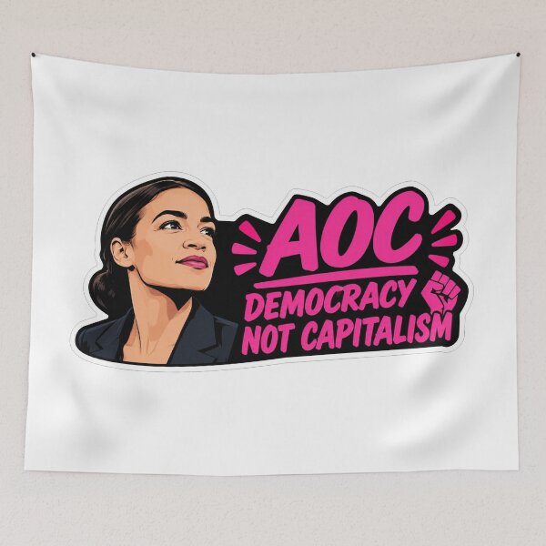 Item preview, AOC Democracy Not Capitalism Political Portrait designed and sold by Owcomm.