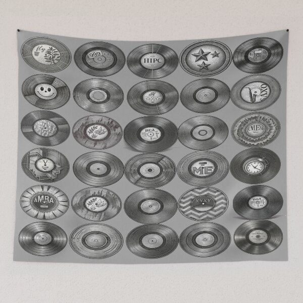Item preview, Simulated Vinyl Records In Black & White designed and sold by BrightrDayMusicArt.