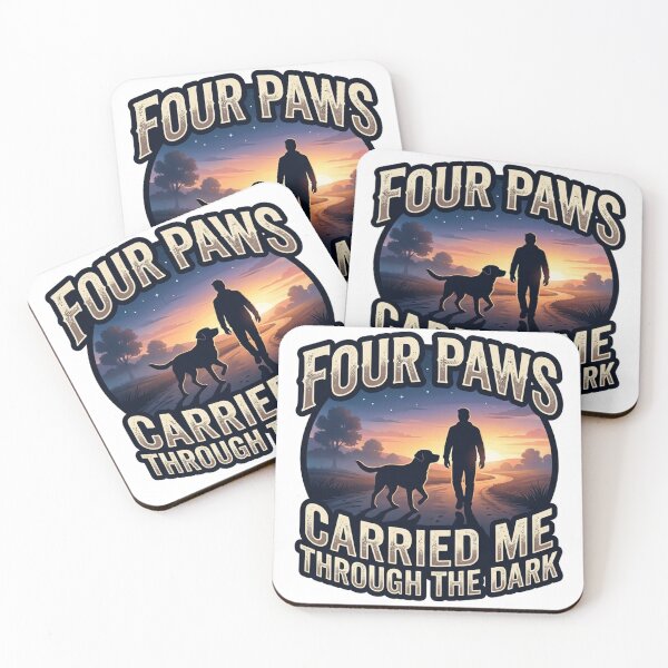 Item preview, Four Paws Carried Me Through The Dark Dog Lover Sunset Silhouette designed and sold by Untamed Paws.