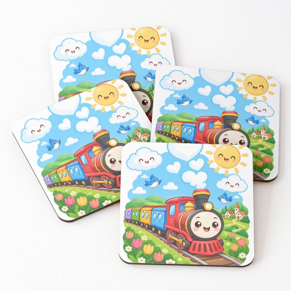 Item preview, Cute Kawaii Steam Train Travel Tulips designed and sold by porchswings.