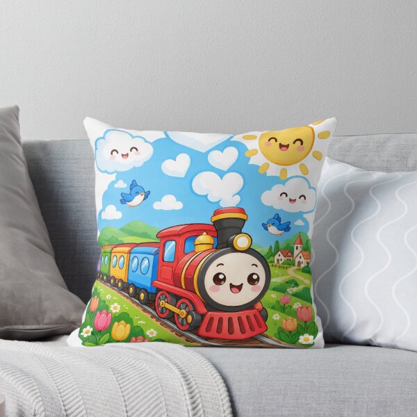 Item preview, Cute Kawaii Steam Train Travel Tulips designed and sold by porchswings.