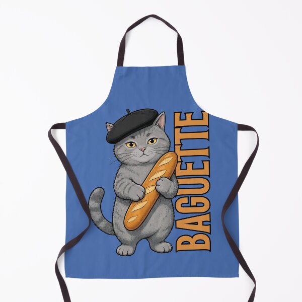 Item preview, Gray Cat in Beret with Baguette designed and sold by Shedronpanda.