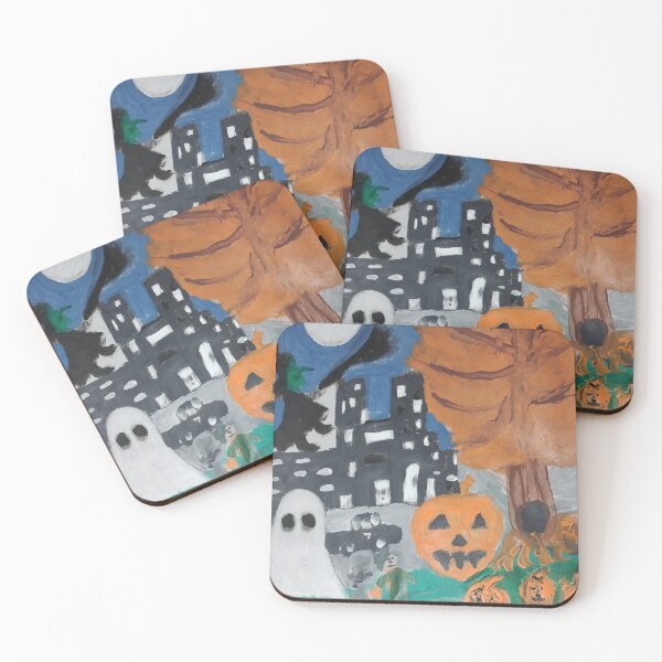 Item preview, Halloween Night!  Haunted House & Pumpkin Patch Original Painting designed and sold by Icandy4ourever.