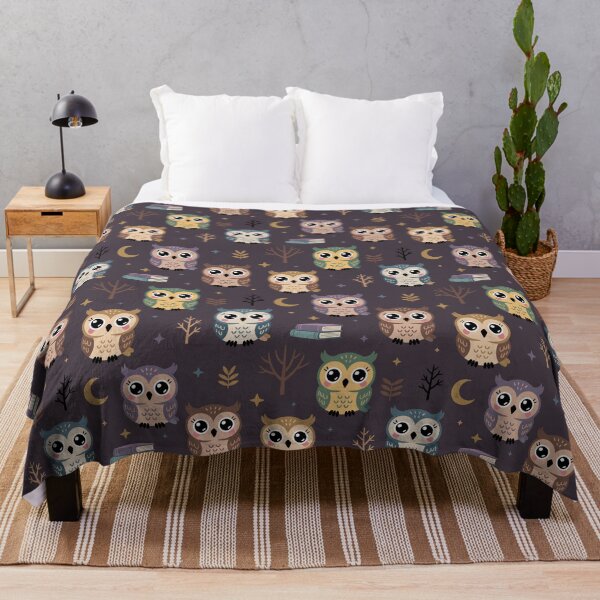 Item preview, Cute Woodland Owls and Moonlit Night Pattern designed and sold by WildlifeInc.