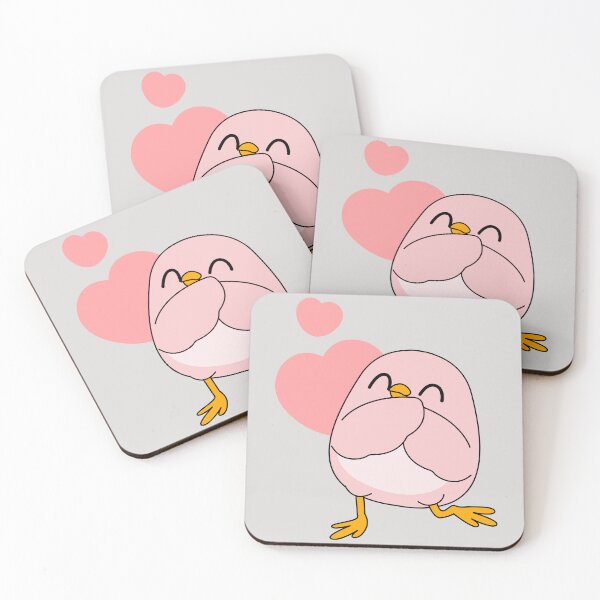 Item preview, Cute Pink Bird Hearts Kawaii Art designed and sold by MH Digital Studio .