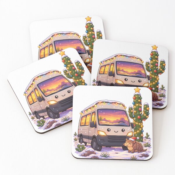 Item preview, Cute Christmas Camper Van Desert Cactus designed and sold by porchswings.