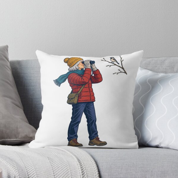 Item preview, Winter Birdwatcher with Binoculars and Songbird designed and sold by Drip stamp.