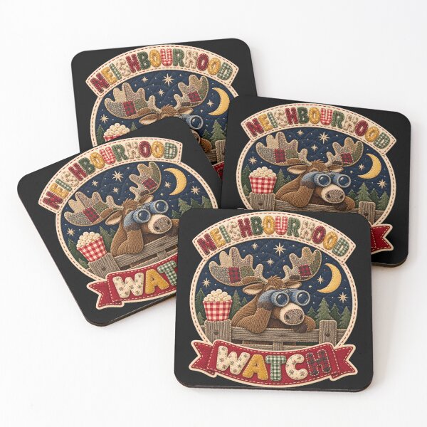 Item preview, Neighbourhood Watch Moose Faux Patchwork Quilt Badge designed and sold by danielliamgill.
