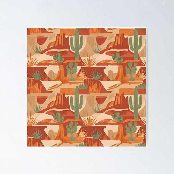 Item preview, Southwestern Desert Cactus and Red Rock Pattern designed and sold by WildlifeInc.