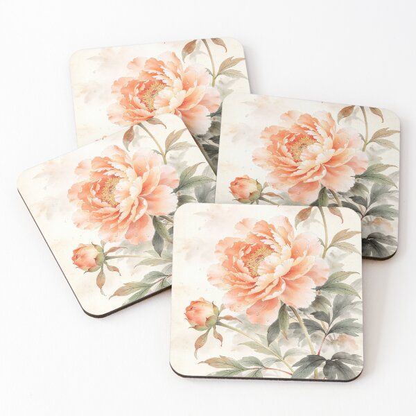 Item preview, Coral Peony — Vintage Botanical Illustration designed and sold by EduMaru_Arts.