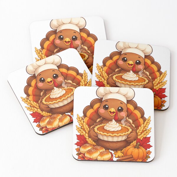 Item preview, Cute Kawaii Turkey Chef Pumpkin Pie Thanksgiving designed and sold by porchswings.