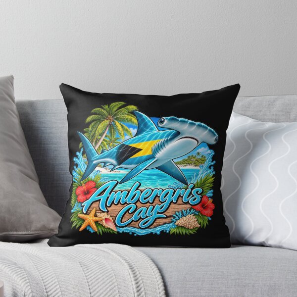 Item preview, This is a beach design for Ambergris Cay in the Bahamas with a hammerhead shark. designed and sold by RBBeachDesigns.