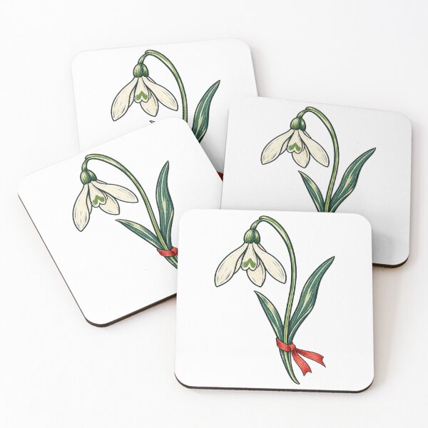 Item preview, Snowdrop Flower with Red Ribbon Folk Art designed and sold by Drip stamp.