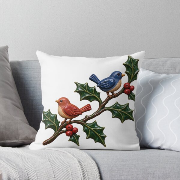 Item preview, Holly Branch with Two Clay Style Birds designed and sold by Drip stamp.