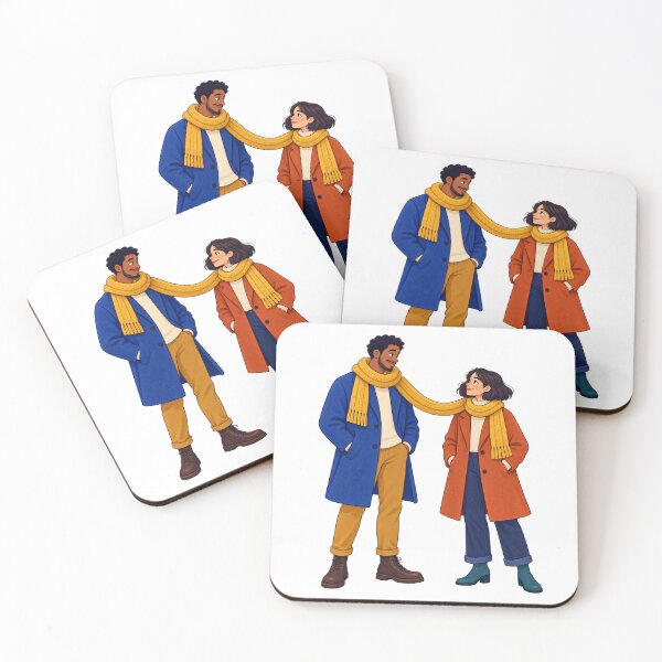 Item preview, Winter Friends Sharing a Long Golden Scarf designed and sold by Drip stamp.