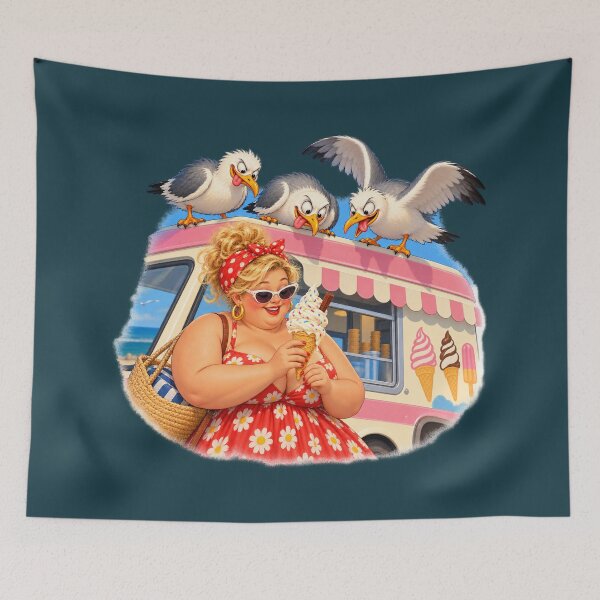 Item preview, Funny Seagulls Eyeing Ice Cream - Seaside Cartoon designed and sold by azule1.
