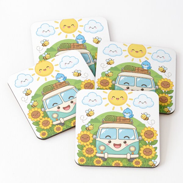 Item preview, Cute Camper Van Sunflower Field Bees designed and sold by porchswings.