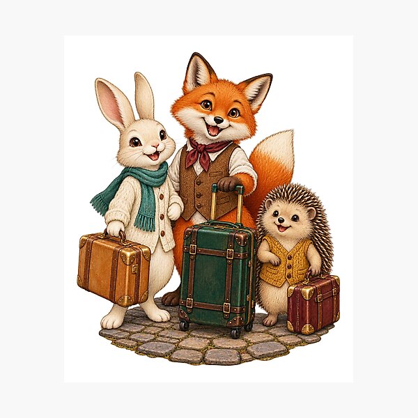Item preview, Woodland Friends Luggage Day – Rabbit, Fox and Hedgehog Travelers designed and sold by narinzoon.