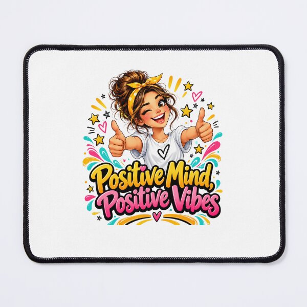 Item preview, Positive Mind Positive Vibes T-Shirt | Cute Cartoon Girl Thumbs Up | Inspirational Motivational Quote designed and sold by GoodPlaceToShop.