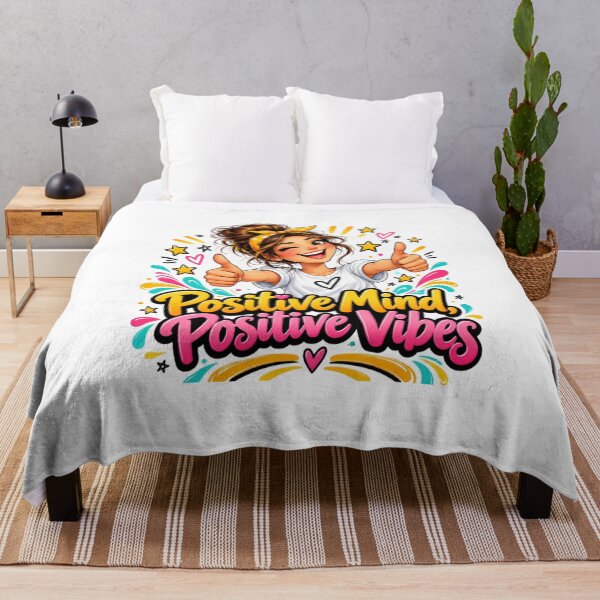 Item preview, Positive Mind Positive Vibes T-Shirt | Cute Cartoon Girl Thumbs Up | Inspirational Motivational Quote designed and sold by GoodPlaceToShop.