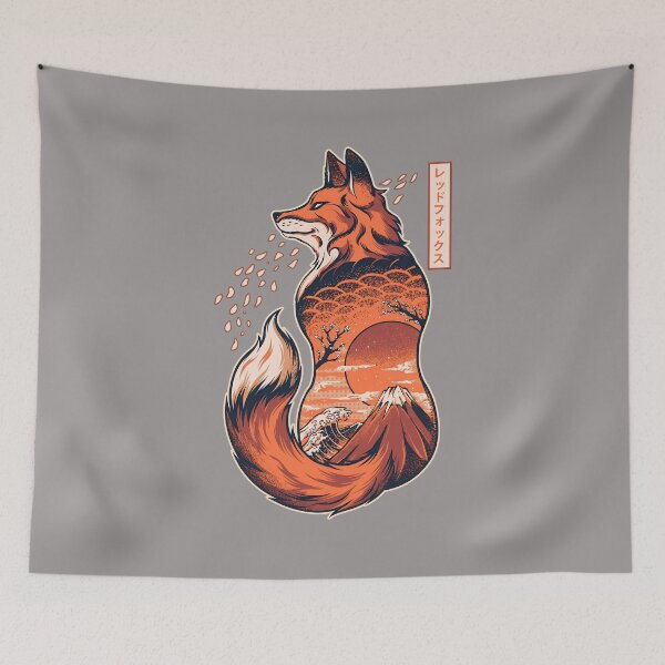 Item preview, Red Fox Japanese Art Landscape T-Shirt-56 designed and sold by JessicadFan.
