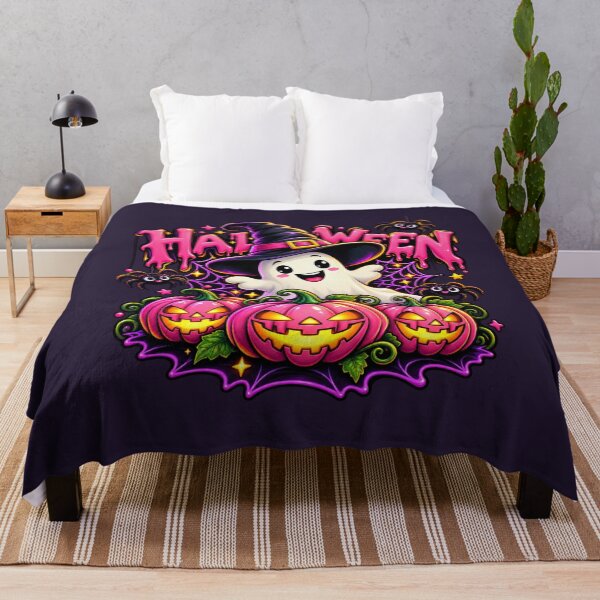 Item preview, Pink Halloween Ghost & Pumpkins – Cute Spooky Magic designed and sold by DIB Designs – Express Your Style.