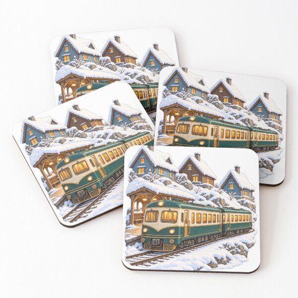 Item preview, Polar Village Commuter Train – Cozy Snowy Railway Illustration designed and sold by narinzoon.