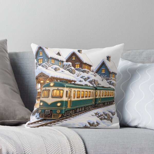 Item preview, Polar Village Commuter Train – Cozy Snowy Railway Illustration designed and sold by narinzoon.