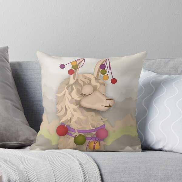 Item preview, Cute Festive Llama with Pom Poms designed and sold by Qoyllur.