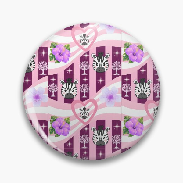Item preview, Cute Zebra Kawaii Heart Floral Purple Pink Pattern designed and sold by Azurart2.