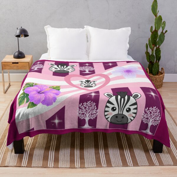 Item preview, Cute Zebra Kawaii Heart Floral Purple Pink Pattern designed and sold by Azurart2.