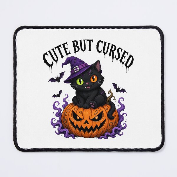 Item preview, Cute But Cursed Black Cat Witch Hat Jack O Lantern Halloween designed and sold by RebelShadow.