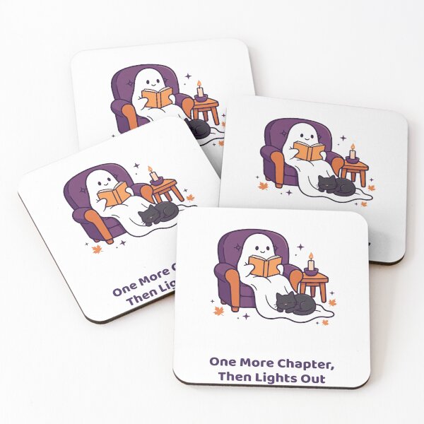 Item preview, Cute Ghost Reading in Armchair with Black Cat, Spooky Book Lover Halloween Design designed and sold by ElicitaDesign.
