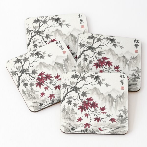 Item preview, Vivid Autumn Momiji – Minimal Japanese Sumi-e Style designed and sold by iris-festival.