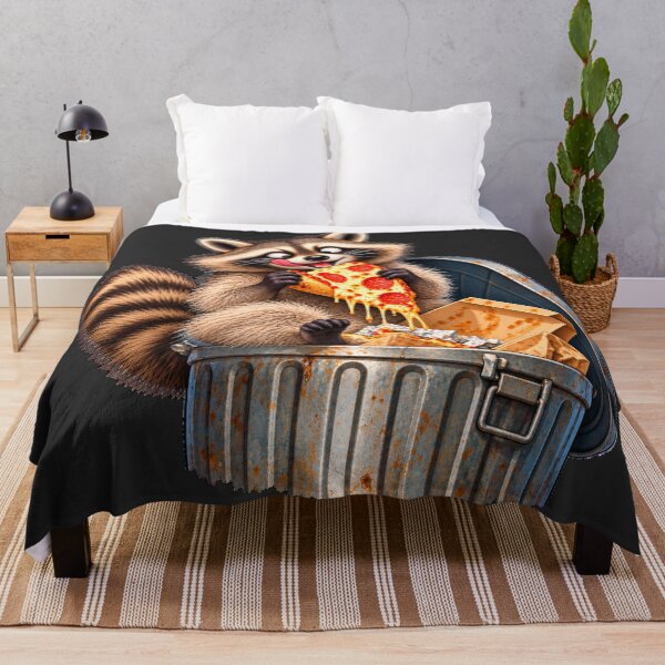 Item preview, Funny Raccoon Eating Pizza - Cute Trash Panda Cartoon designed and sold by azule1.